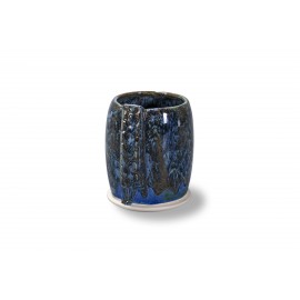 SW-128 Cordovan Over SW-100 Blue Surf Stoneware Combination